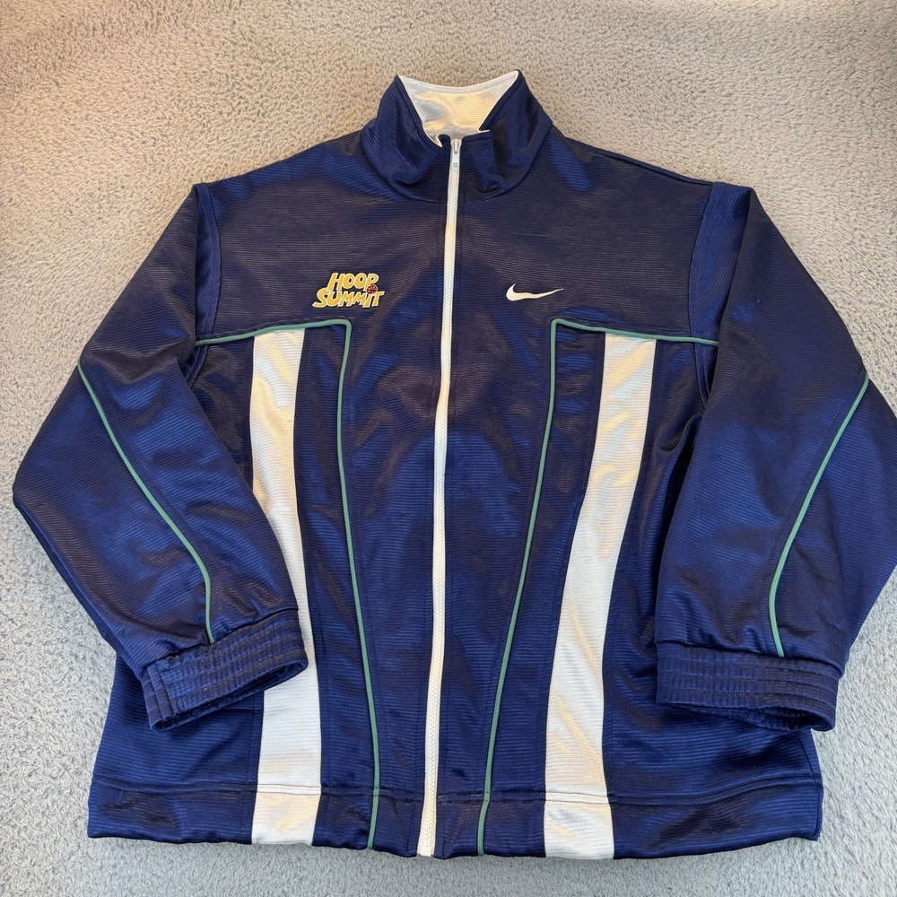 Nike Hoops Summit Vintage Full Zip Jacket Blue Swoosh Men's Size‎ Large Y2k